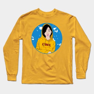 beautiful girl on yellow sweater Long Sleeve T-Shirt